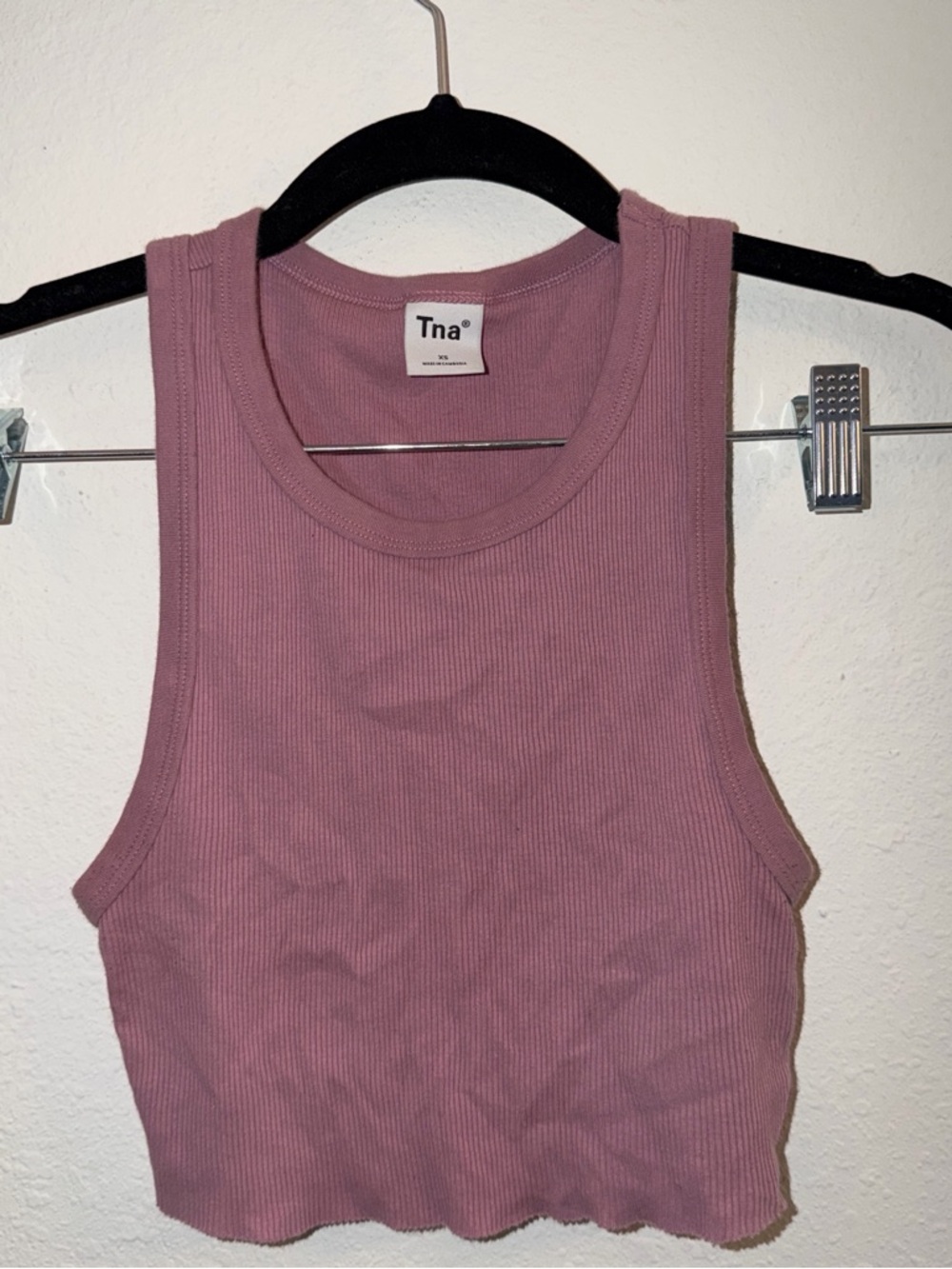 TNA Ribbed Cropped Tank in Dusty Mauve